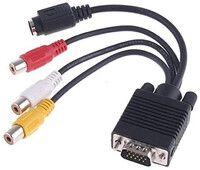 Kabel przejściówka z PC VGA do S-Video AV RCA TV C614 widok z przodu