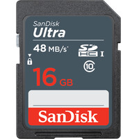 KARTA PAMIĘCI SANDISK ULTRA SDHC 16GB 48MB/S CL10 widok z przodu