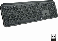 Klawiatura bezprzewodowa Logitech MX Keys do PC Graphite widok z przodu.