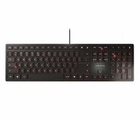 Klawiatura przewodowa CHERRY KC 6000 Slim Apple MacBook MacOS czarna widok z przodu.