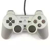Kontroler analogowy do konsoli Sony PlayStation 2 z oryginalnym wtykiem SCPH-10010 srebrny widok z przodu