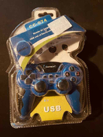 Kontroler pad gamepad Pritech CC-074 PS2 USB niebieski widok z przodu.