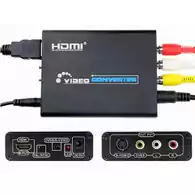 Konwerter z HDMI PAL/NTSC na do S-VIDEO RCA AV 3xCHINCH widok z przodu.