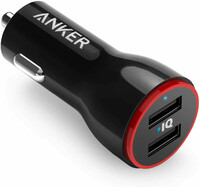 Ładowarka samochodowa Anker PowerDrive 2 LED iPhone Galaxy LG HTC 24W 4,8A widok z przodu