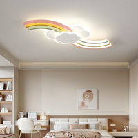 Lampa sufitowa dziecięca LED 62 cm – chmury i tęcza, pilot, ściemnianie