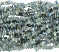 Lovionus89 labradoryt – koraliki chipsy 5–8 mm, 2 sznury (łącznie ok. 150 cm)