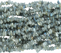 Lovionus89 labradoryt – koraliki chipsy 5–8 mm, 2 sznury (łącznie ok. 150 cm)