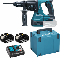 Makita DHR243RTJ 18 V LXT – młotowiertarka SDS-Plus, 2 akumulatory 5,0 Ah, ładowarka, Makpac