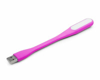 Mini lampka LED zasilana przez USB do laptopa różowa widok z przodu