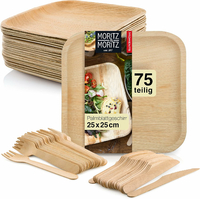 Moritz & Moritz zestaw 25 talerzy i sztućców jednorazowych z liści palmowych