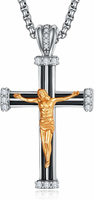 Naszyjnik z krzyżykiem praymos, srebro 925, krucyfiks z cyrkonią
