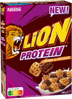 Nestlé Lion Protein Cereals 340 g – czekoladowe płatki śniadaniowe z karmelem