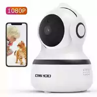 Niania elektroniczna wideo OWSOO 1080P WiFi biała widok z boku.