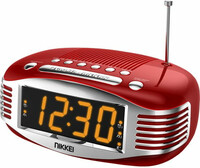 Nikkei NR400RD radio z zegarem retro z funkcją AM / FM podwójnym alarmem AUX widok z przodu
