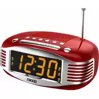 Nikkei NR400RD radio z zegarem retro z funkcją AM / FM podwójnym alarmem AUX widok z przodu