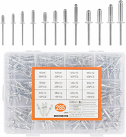 Nity zrywalne aluminiowe 3,2/4/4,8 mm – zestaw 285 szt. w pudełku