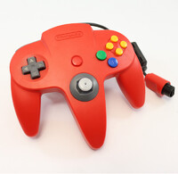 Pad do Nintendo 64 N64 kontroler pad USB PC czerwony widok z przodu
