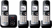 Panasonic KX-TG6824GA – telefon bezprzewodowy DECT, 4 słuchawki, sekretarka