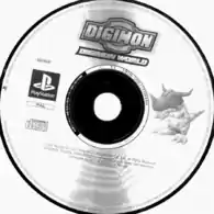 Płyta kompaktowa Digimon World Bandai PS CD widok z przodu.