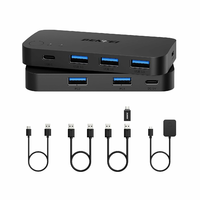 Przełącznik KVM USB BENFEI 3x USB 3.0 + USB-C z pilotem, 2 komputery