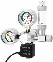 QWORK reduktor CO2 do akwarium z dwoma manometrami i licznikiem bąbelków, W21.8, 12 V