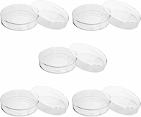 QWORK Szalki Petriego szklane z pokrywka 90x20 mm, 5 szt.