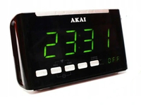 Radio zegar z podwójnym wyświetlaczem AKAI AR 175D FM LCD widok z przodu.