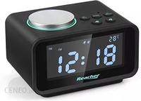 Radiobudzik z podwójnym zamkiem Reacher K2 Digital FM LCD Dual USB widok z przodu.