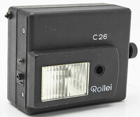 Retro lampa błyskowa Rollei C26 do aparatu A26 widok z przodu.