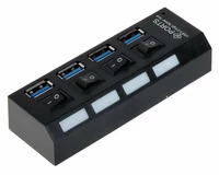 Rozdzielacz USB 3.0 4w1 HUB z przełącznikami widok z przodu 