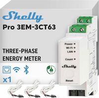 Shelly Pro 3EM-3CT63 – trójfazowy licznik energii WiFi, montaż na szynę DIN