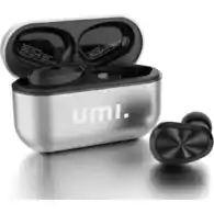 Słuchawki bezprzewodowe dokanałowe UMI W5s Bluetooth 5.2 IPX7 srebrny widok z przodu.