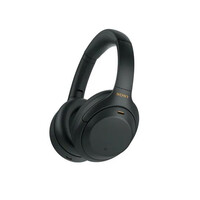 Słuchawki bezprzewodowe nauszne Sony WH-1000XM4 ANC czarny widok z przodu.