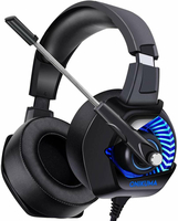 Słuchawki nauszne Onikuma K6 Blue PS4 Xbox One Nintendo PC 7.1 widok z przodu