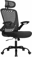 SONGMICS OBN047B01 – ergonomiczne krzesło biurowe z siatki i zagłówkiem, czarne