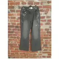 Spodnie damskie jeansowe z wyszywanym wzorkiem Best Connections czarne widok z przodu