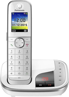 Stacja bazowa do telefonu stacjonwarngo Panasonic KX-TGJ320GW widok z przodu.