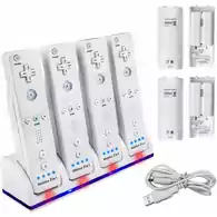 Stacja ładująca kontrolery Nintendo Wii + 4 baterie widok zestawu
