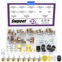 Swpeet Potencjometry audio WH148 8 wartości - zestaw 32 szt z gałkami