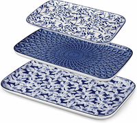vancasso Selene01 – zestaw 3 porcelanowych półmisków prostokątnych, kobalt