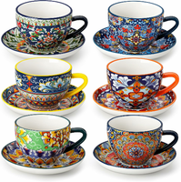 vancasso SIMI – zestaw 6 porcelanowych filiżanek ze spodkami 240 ml, kwiatowy wzór
