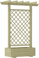vidaXL 162 x 56 x 204 cm – drewniana pergola z donicą, zielona