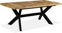 vidaXL stół jadalniany 180 x 90 cm – lite drewno mango, stalowe nogi, styl retro