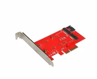 Wewnętrzna karta adapter PCI-E 1 złącze dysku M.2 SATA PCE2M2 widok z lewej strony