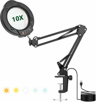 WISYOK lupa na stojaku z LED 10x - lampa lupa do elektroniki