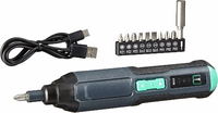 Wkrętarka akumulatorowa 4V z ładowaniem USB i zestawem 10 bitów
