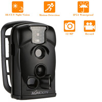 Wodoodporna kamera fotopułapka KKmoon 12MP 720P HD LED czarny widok z przodu.