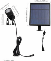 Wodoodporna zewnętrzna lampa solarna LED T Sunrise TS-S4202 widok drugich wymiarów 