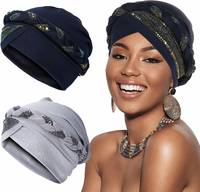 XEPST turban damski wstępnie zawiązany 2 szt. – nakrycie głowy, granatowo-szary