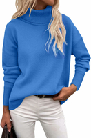 Zeagoo golf damski, sweter z dzianiny, morski błękit, XL